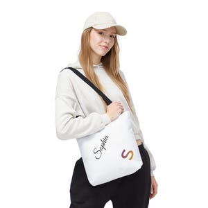 Tote Bag | - Personalized Sophia script name Tote Bag | Monogram S, Custom Name Tote
