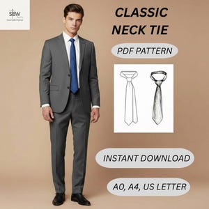 Molde para gravata artesanal, Molde digital para gravata clássica, Molde em PDF para gravata masculina clássica, Download digital, Prendedor de gravata, Gravata bolo