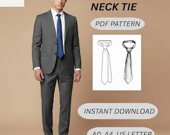 Handmade Necktie sewing pattern, Classic Tie Digital Pattern, Classic Men’s Tie PDF Pattern, Digital Download, Tie bar fashion, Bolo tie