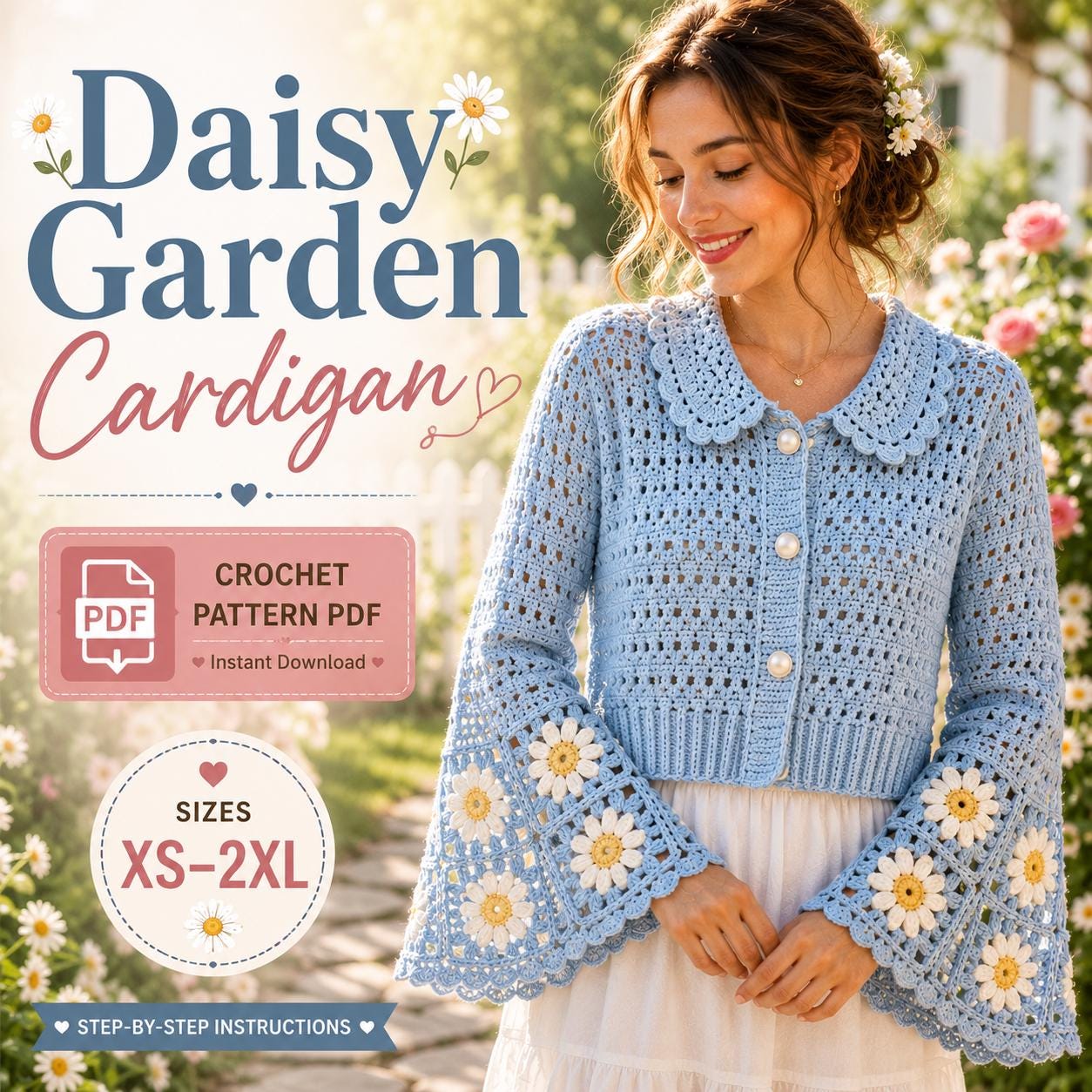 30 Crochet Sweater Patterns to Stitch Cozy Pullovers, Cardigans, and Statement Layers 26 Daisy Granny Square Cardigan Crochet Pattern