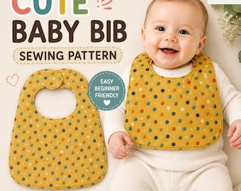 Patrón de costura PDF para babero de bebé, patrón para babero, plantilla reversible para babero, patrón de costura fácil para principiantes, descarga instantánea.