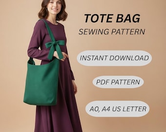 Tote Bag Standard And Quilted Printable Pattern, Mini Bag Personalized Tote Bag, Canvas Tote Bag, Tote Bag Mockup, Sling Bag pattern