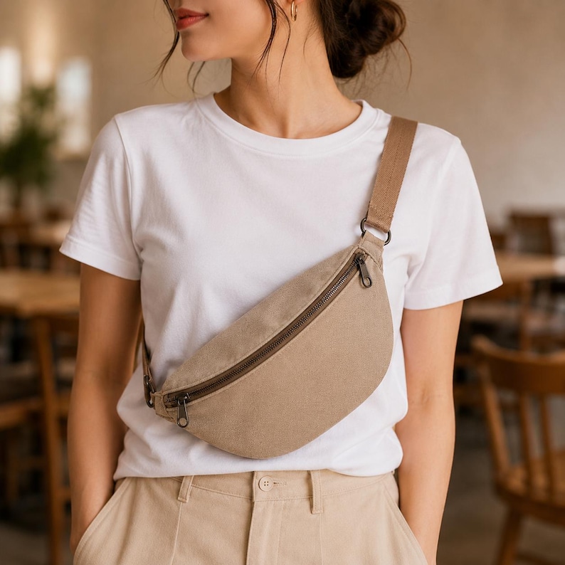 Fanny Pack Sewing Pattern PDF | Crossbody Belt Bag | Waist Bag DIY | Floral Meadow | A0 A4 US Letter | Crescent Bag Easy Beginner Pattern image 5