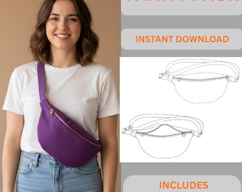 Fanny Pack Sewing Pattern PDF, Crossbody Belt Bag , Sling bag Pdf Pattern, Floral Meadow Fanny Pack, Easy DIY Waist Bag, Bum Bag Template