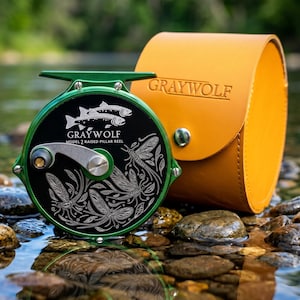 custom engraved fly fishing reel Hatch 7 Plus Iconic Kraken This reel is only available in a 7+ Large Arbor configuration Eric Luna's Fly Reel Displays