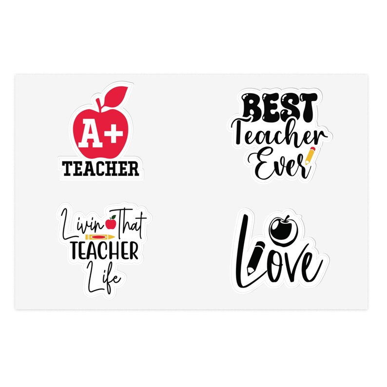Teacher Appreciation Sticker Sheet A+ Teacher Best Teacher Ever Love ...