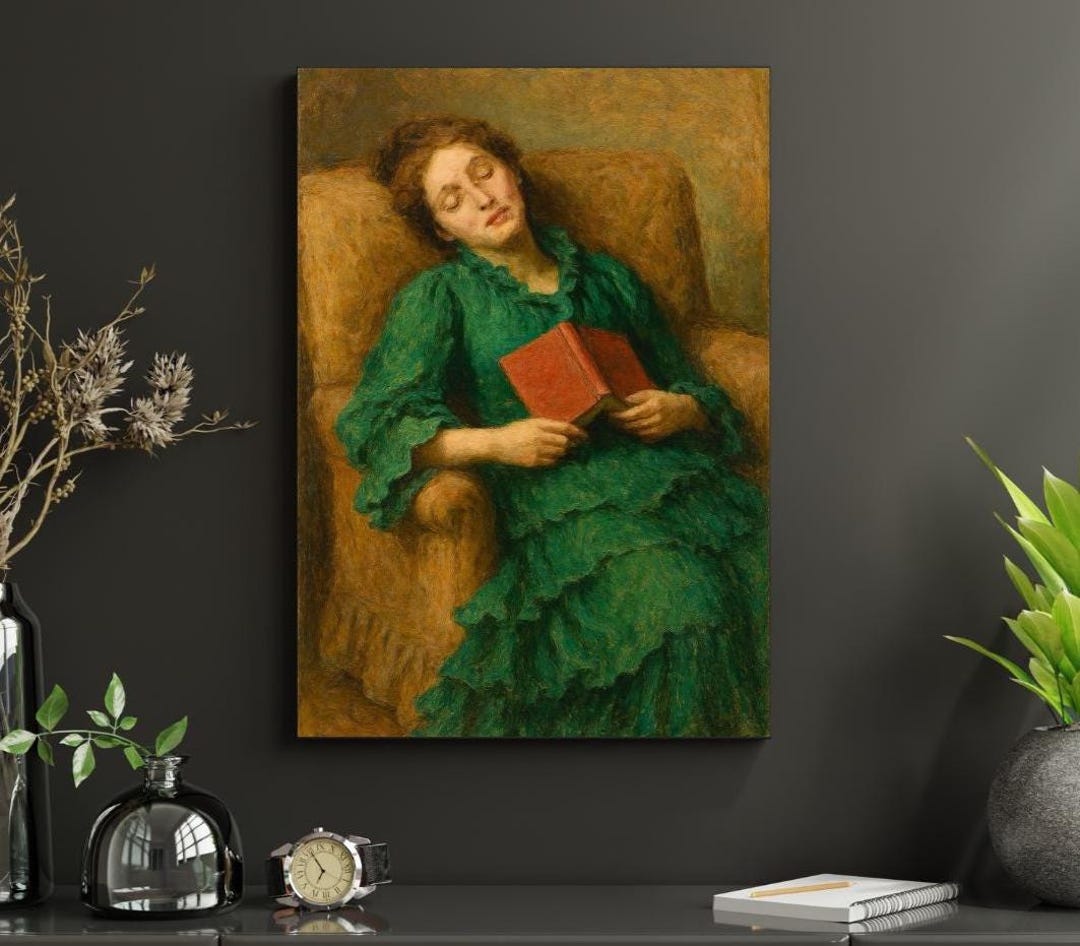 Vintage Woman Reading Art Print | Classic Oil Painting Wall Art ...