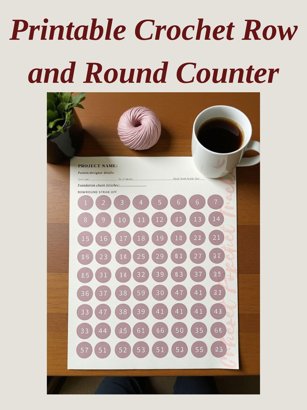 Printable Crochet Row Tracker - Etsy