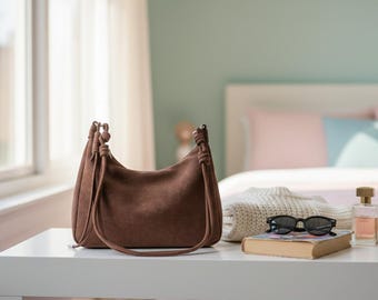 Faux Suede Tote Bag • Women’s Shoulder Purse • Minimalist Daily Handbag