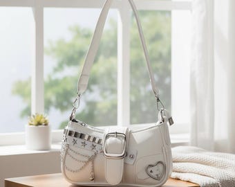 Y2K Star Shoulder Bag, Korean Style PU Crossbody with Chain, Versatile Travel Purse