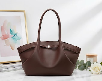 Quiet Luxury Lychee Texture Shoulder Bag, Large Capacity Minimalist Tote, Everyday Vegan Leather Purse
