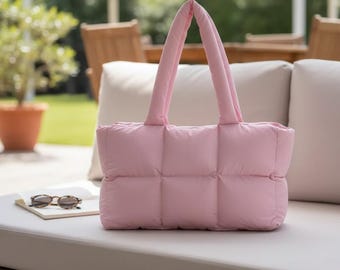 Retro Checkered Tote Bag • Quilted Waterproof Shoulder Handbag for Women