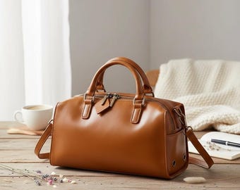 Small Genuine Leather Tote Bag • Oil Wax Cowhide Crossbody Shoulder Purse
