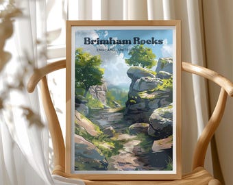 Brimham Rocks England Wall Art, British Landscape Illustration, Yorkshire Travel Decor, Nidderdale AONB, Yorkshire Dales National Park