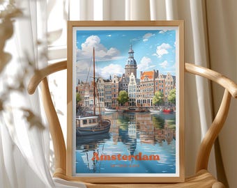 Amsterdam Travel Print, Amsterdam Netherlands Wall Art, Holiday Adventure, Netherlands Poster, Home and Office Decor, Ideal Wanderlust Gift