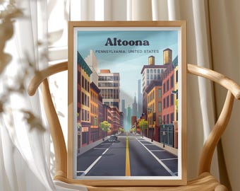 Altoona Travel Poster Print, Altoona Pennsylvania Wall Art, Pennsylvania Street Poster, USA Poster, Cityscape Art Decor, House Warming Gift