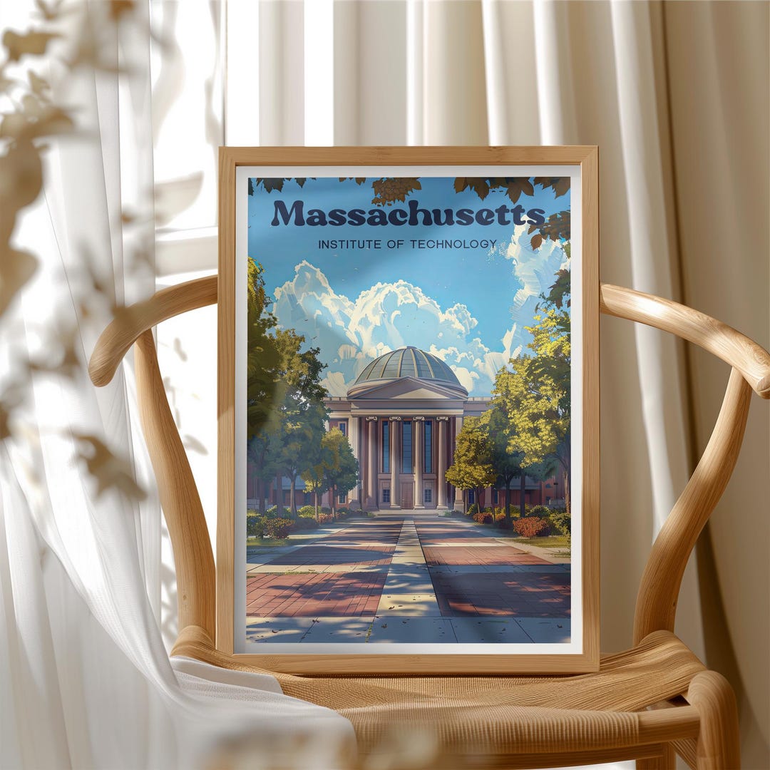 MIT Poster Illustration, Massachusetts Travel Poster, MIT Architecture ...