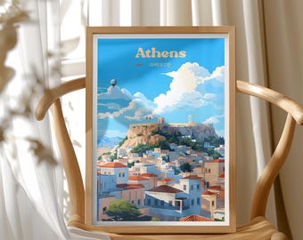 Greece Travel Poster, Athens Wall Art, Modern Travel Print, Travel Decor Vacation Poster, Gift for Travelers and Art Lovers