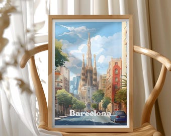 Barcelona Sagrada Familia Poster, Spain Travel Wall Art, European Vacation, Spain Architecture, Unique Home Decor, Gift Idea For Travelers