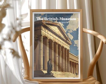 The British Museum Wall Art, London Travel Poster, England Travel Print, Museum Wall Decor, Gift for History and Art Lovers