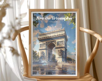 Arc de Triomphe Poster, France Travel Art Print, Iconic Paris Landmark, European Vacation, Unique Anniversary Gift, Europe Landmark