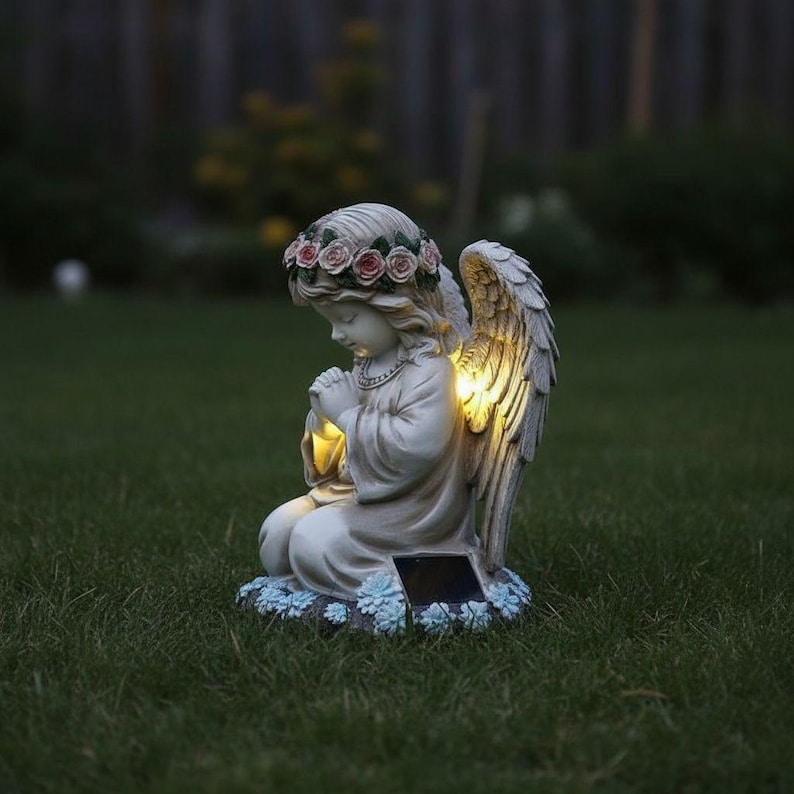 Solar Angel Garden Statue With LED Light, Praying Angel Outdoor Decor ...