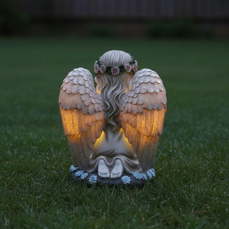 Solar Angel Garden Statue With LED Light, Praying Angel Outdoor Decor ...