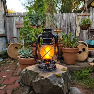 Rechargeable Vintage LED Camping Lantern with Type C Fast Charging IPX4 Waterproof Portable Outdoor Table or Hanging Light