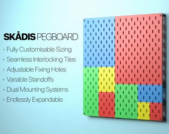 Pannello forato modulare Skådis-Sync stampato in 3D - Piastrelle a muro ad incastro senza soluzione di continuità - Organizzatore per officina completamente personalizzabile