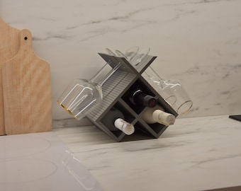 3D Printed Wine Rack – Diamond Lattice, Stemware Holder, Bar Organizer