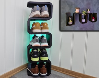 Étagère à chaussures verticale imprimée en 3D Apex-Stack - Organiseur de chaussures d'angle peu encombrant - Présentoir minimaliste pour baskets à plusieurs niveaux