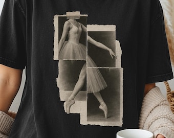 Camiseta vintage con collage de bailarina, camiseta con foto de ballet antigua, camiseta unisex con estética coqueta Comfort Colors®