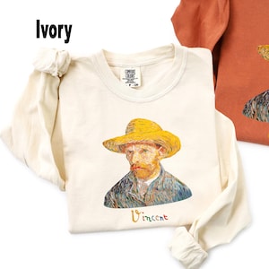 Uniseks Van Gogh-shirt met lange mouwen, T-shirt kunstenaar portret, vintage kunstcadeau, T-shirt museumliefhebber, Comfort Colors®