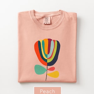 Abstract Flower Shirt, Mid Century Modern Floral T-Shirt, Colorful Retro Graphic Tee, Boho Art Unisex Shirt, Comfort Colors®