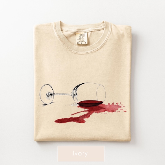 Spilled Wine Glass Shirt, Minimalist Wine Lover Tee, Funny Summer Graphic Shirt Comfort Colors®