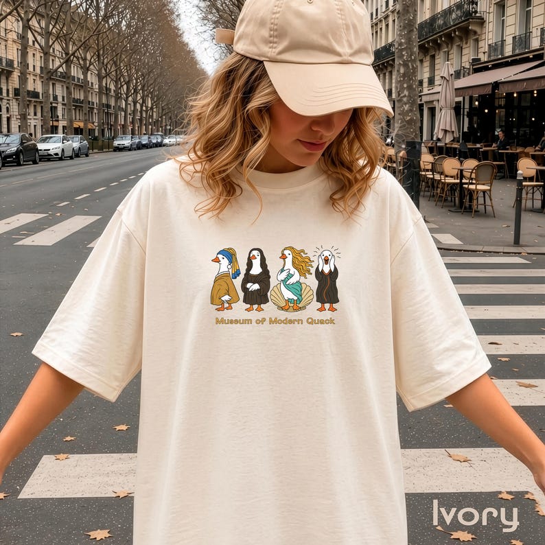 Funny Goose Art Shirt, Museum of Modern Quack Tee, Art History Painting Parody, Famous Paintings Meme Shirt, Unisex Comfort Colors® image 2