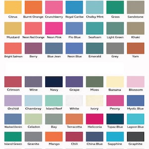 Może przedstawiać: Karta kolor&oacute;w z r&oacute;żnymi odcieniami, w tym Masło, Melon i Jeżyna, z tekstem "COMFORT COLORS 1717" na g&oacute;rze. Karta prezentuje szeroką gamę kolor&oacute;w, od jasnych pasteli po głębokie odcienie.