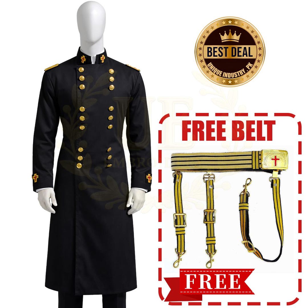 Knight Templar Uniform Frock Coat –hand Embroidery Patches Masonic ...