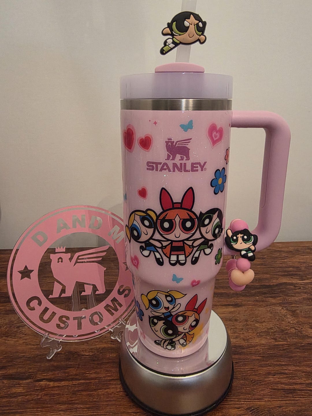 Custom Made Powerpuff Girls Cherry Blossom Pink Sparkle 30oz Stanley ...