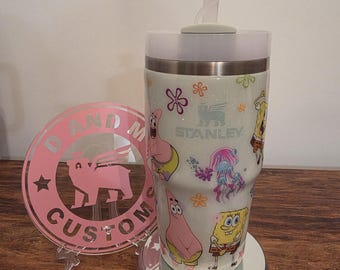 Vaso Stanley Quencher de 20 oz, color verde espuma de mar, hecho a medida, nuevo con etiquetas.