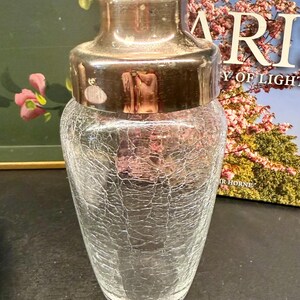 Vintage EMF West Germany Crackle Glass Cocktail Shaker, Försilvrat Lock Barware bild 4
