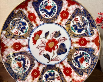 Plato base de porcelana Imari pintado a mano en oro vintage / Estilo japonés Imari / Decoración chinoiserie Grandmillennial