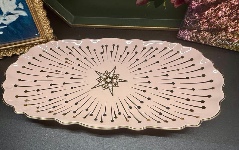 Anthropologie roze en gouden schaal - art deco afbeelding 3