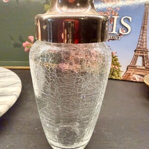 Vintage EMF West Germany Crackle Glass Cocktail Shaker, Försilvrat Lock Barware bild 6