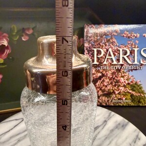 Vintage EMF West Germany Crackle Glass Cocktail Shaker, Försilvrat Lock Barware bild 10
