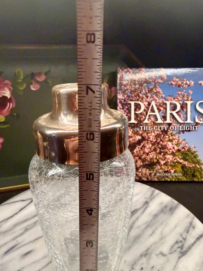 Vintage EMF West Germany Crackle Glass Cocktail Shaker, Försilvrat Lock Barware bild 10