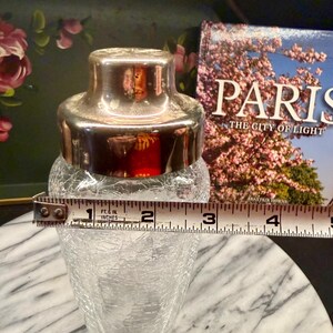 Vintage EMF West Germany Crackle Glass Cocktail Shaker, Försilvrat Lock Barware bild 11