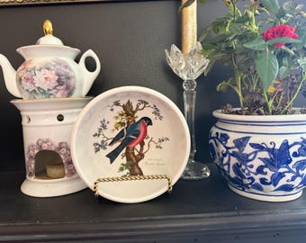 Bird Bowl – English Birds Ceramic Dish, Vintage Cottagecore Floral Decor, Portmeirion Bullfinch