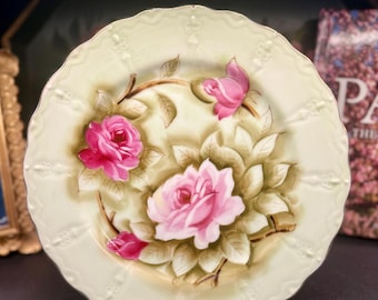 Grillig vintage Fenton handgeschilderd roosbord | Glazen bord met bloemen vla | Cottagecore en Grand Millennial-decor