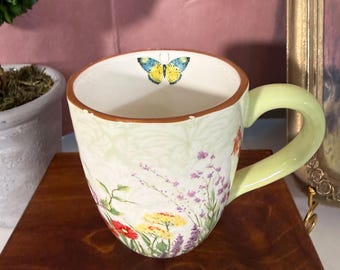 Botanical Mug, Cottagecore Teacup, Pier 1 Exports Garden & Butterfly